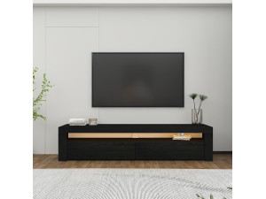 Porta TV in legno "Bati" - 150 x 36 x 46 cm - Nero 2