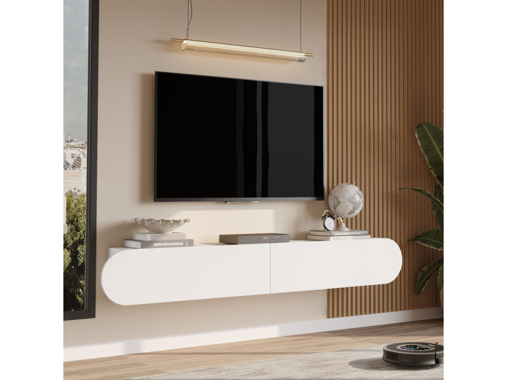 Porta TV in legno "LUM1" - 180 x 31 x 29 cm - Bianco