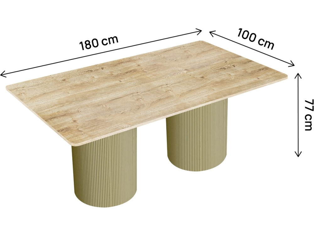 Tavolo da pranzo ovale in legno "Zénith" - 180 cm - 8 posti a sedere - Beige