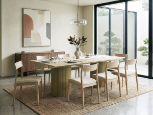 Tavolo da pranzo ovale in legno "Zénith" - 180 cm - 8 posti a sedere - Beige 2