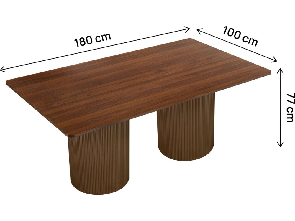 Tavolo da pranzo ovale in legno "Zénith" - 180 cm - 8 posti a sedere - Marrone