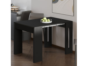 Tavolo da pranzo allungabile in legno "Nivo" - 80 x 44 x 76 cm - Nero 2