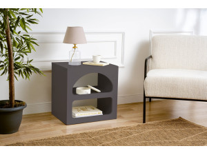Comodino in legno "Lorin" - 50 x 40 x 50 cm - Grigio antracite 2