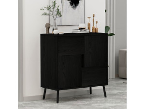 Armadio multiuso in legno "Darien" - 76,5 x 35 x 79,5 cm - Legno nero 2