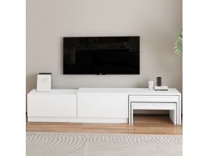 Porta TV in legno "Nest" - 180 x 30 x 36 cm - Bianco 2