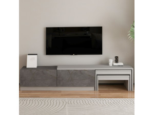Porta TV in legno "Nest" - 180 x 30 x 36 cm - Grigio 2