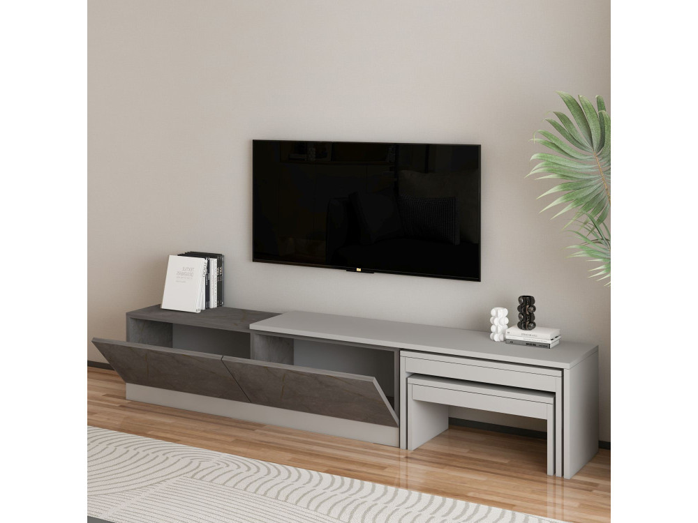 Porta TV in legno "Nest" - 180 x 30 x 36 cm - Grigio