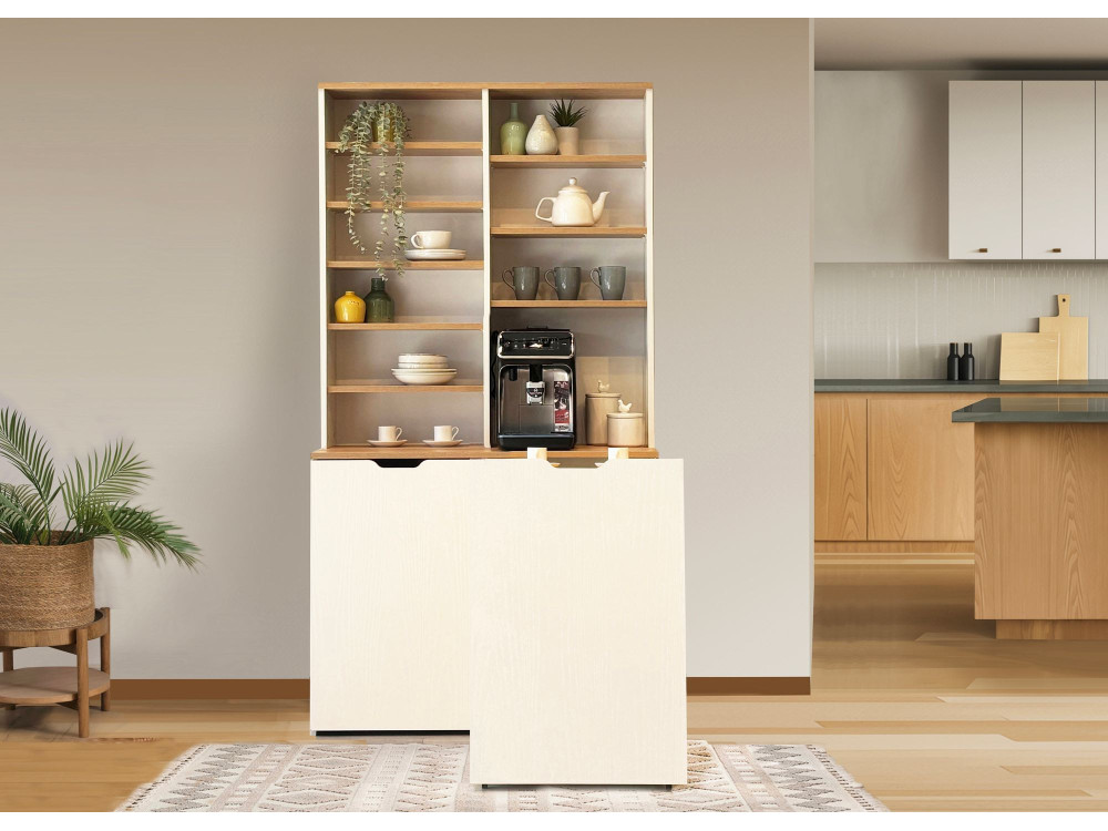 Portacaffè in legno "Flexa" - 100 x 45 x 190 cm - Crema