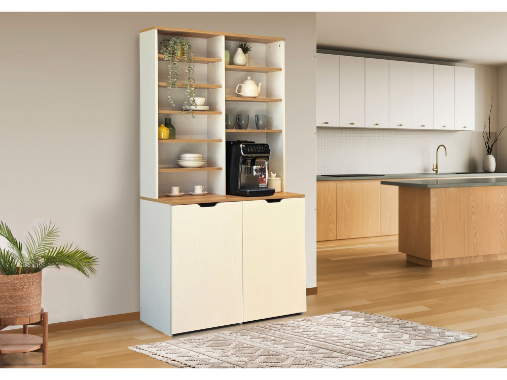 Portacaffè in legno "Flexa" - 100 x 45 x 190 cm - Crema