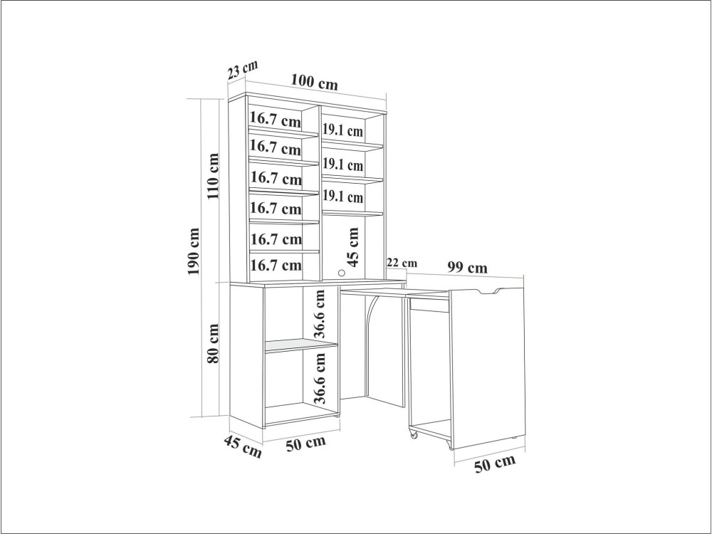 Portacaffè in legno "Flexa" - 100 x 45 x 190 cm - Crema