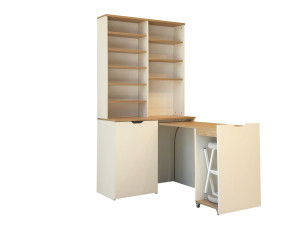 Espositore e sgabelli in legno "Flexa" - 100 x 45 x 190 cm - Crema