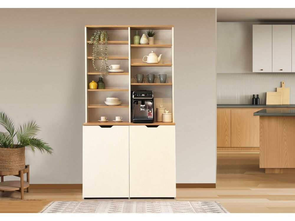 Espositore e sgabelli in legno "Flexa" - 100 x 45 x 190 cm - Crema