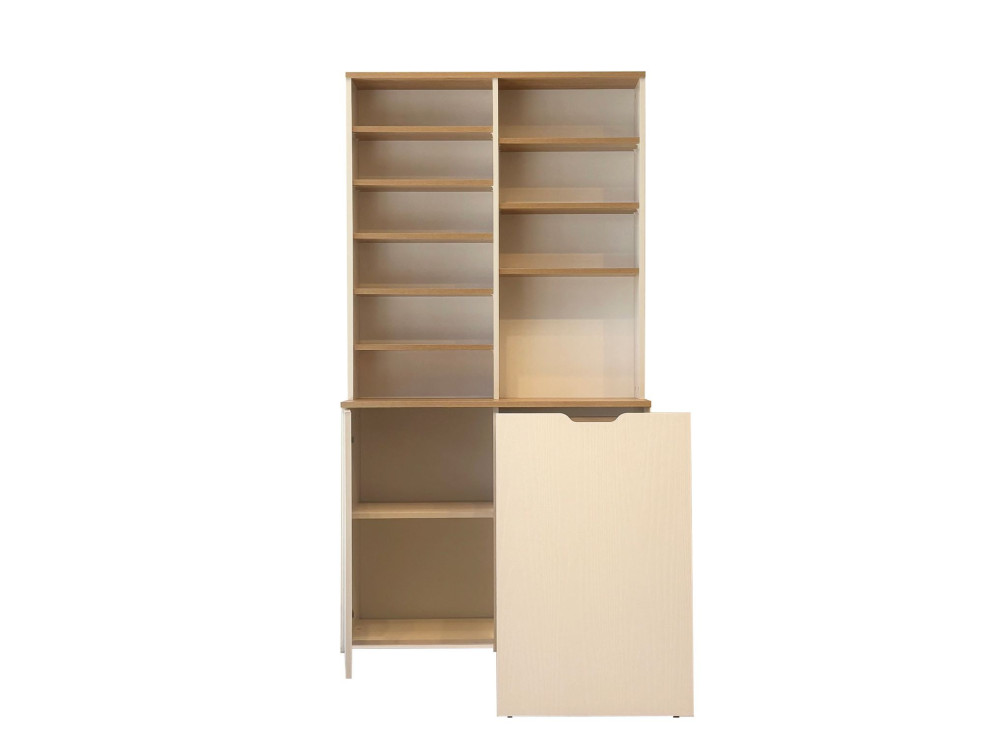 Espositore e sgabelli in legno "Flexa" - 100 x 45 x 190 cm - Crema
