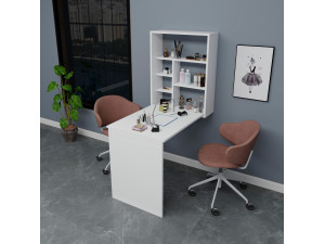 Tavolo da trucco in legno "Sedir" - 90 x 59 x 74 cm - Bianco 2