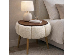 Tavolino in legno "Papatya" - 45 x 45 x 44 cm - Crema 2