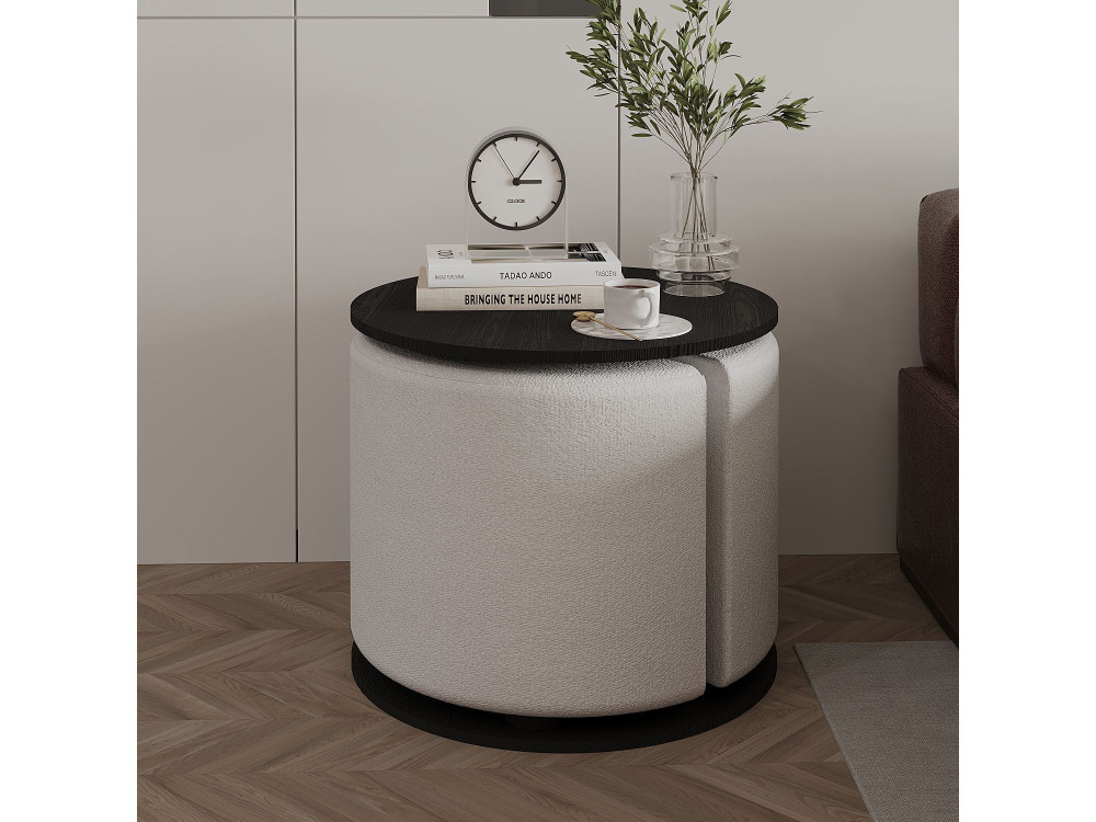 Tavolino in legno "Vexana" con poggiapiedi - 43 x 43 x 47 cm - Nero