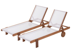 Set di 2 lettini in legno esotico SAIGON - Maple - Acero