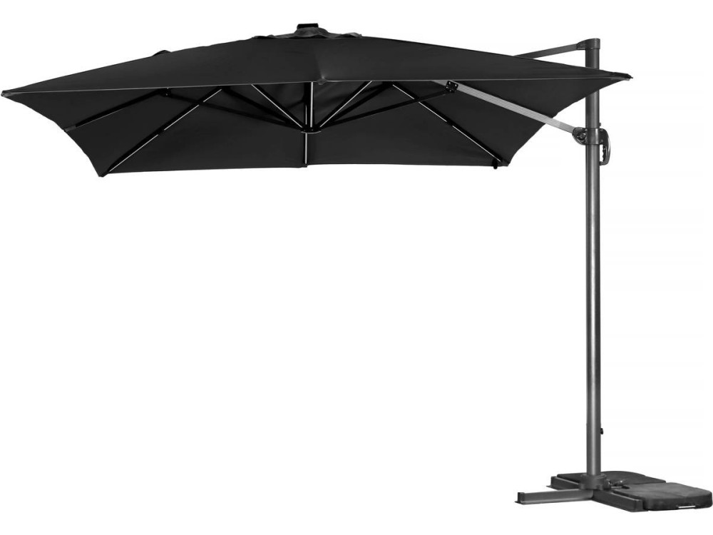 Ombrellone da giardino "Sun 3 Luxe" in alluminio a LED deportato - Quadrato - 3 x 3 m - Nero