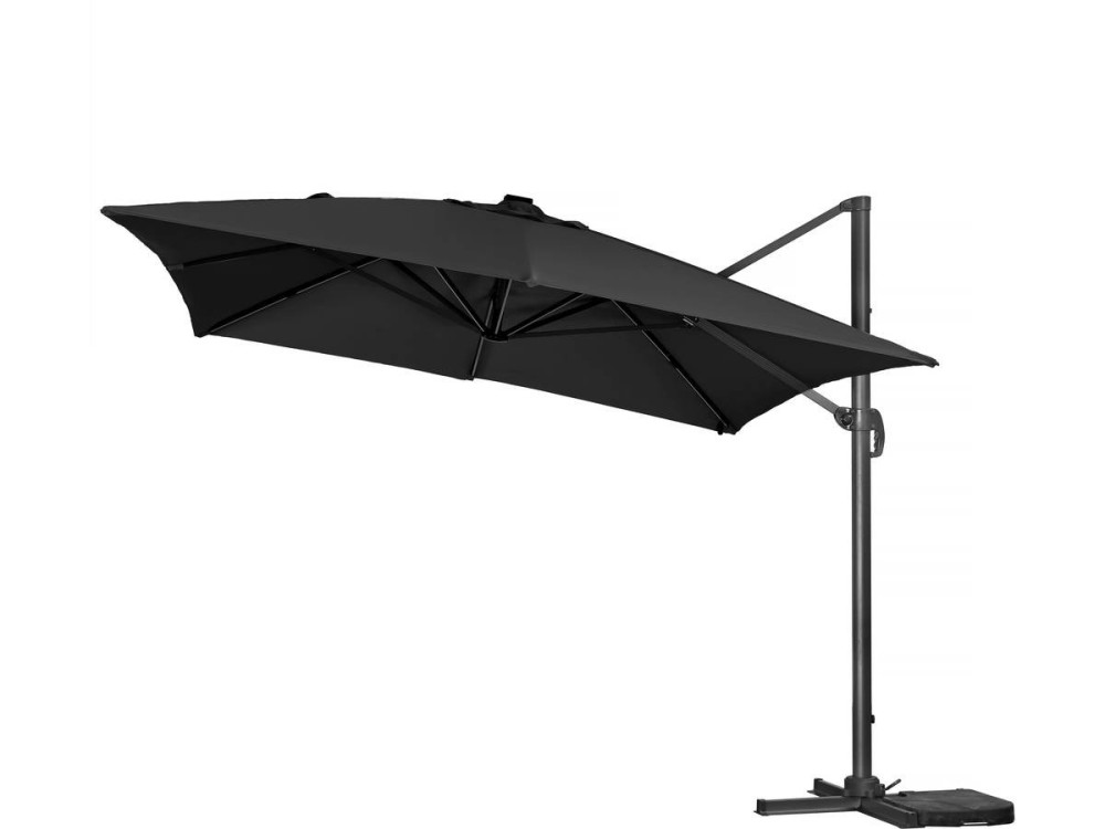 Ombrellone da giardino "Sun 3 Luxe" in alluminio a LED deportato - Quadrato - 3 x 3 m - Nero