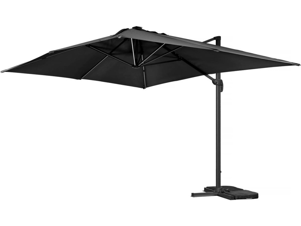 Ombrellone da giardino "Sun 3 Luxe" in alluminio a LED deportato - Quadrato - 3 x 3 m - Nero