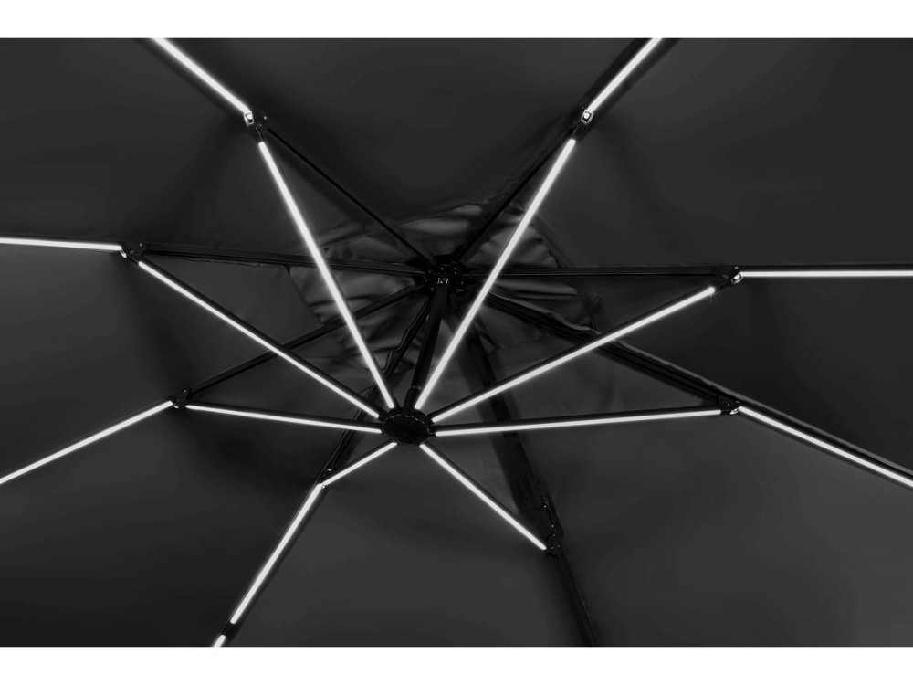 Ombrellone da giardino "Sun 3 Luxe" in alluminio a LED deportato - Quadrato - 3 x 3 m - Nero