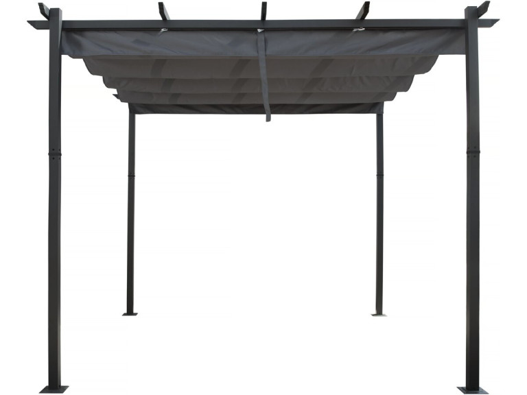 Pergola in alluminio con tetto retrattile - 3 x 3 m - Grigio