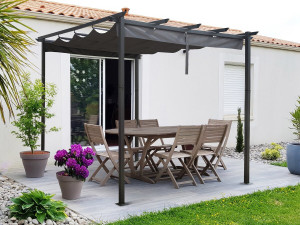 Pergola in alluminio con tetto retrattile - 3 x 3 m - Grigio 2