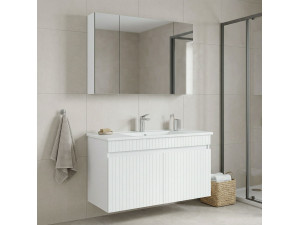 Set mobile lavabo con specchio (2 pezzi) "Tivoli 100" - 100 x 45 x 66 cm - Bianco opaco 2