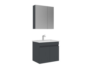 Set mobile lavabo con specchio (2 pezzi) "Tivoli 65" - 65 x 45 x 57 cm - Antracite opaco