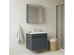 Set mobile lavabo con specchio (2 pezzi) "Tivoli 65" - 65 x 45 x 57 cm - Antracite opaco 2