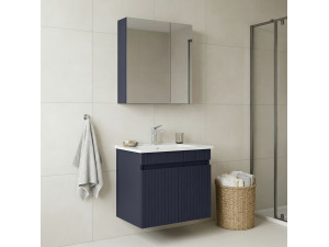 Set mobile lavabo con specchio (2 pezzi) "Tivoli 65" - 65 x 45 x 57 cm - Blu navy opaco 2