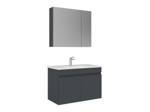 Set mobile lavabo con specchio (2 pezzi) "Tivoli 85" - 85 x 45 x 57 cm - Antracite opaco