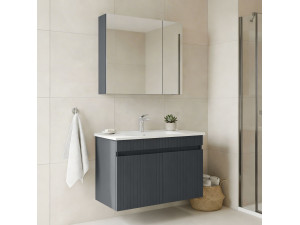Set mobile lavabo con specchio (2 pezzi) "Tivoli 85" - 85 x 45 x 57 cm - Antracite opaco 2