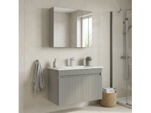 Set mobile lavabo con specchio (2 pezzi) "Tivoli 85" - 85 x 45 x 57 cm - Cashmere opaco 2