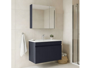 Set mobile lavabo con specchio (2 pezzi) "Tivoli 85" - 85 x 45 x 57 cm - Blu navy opaco 2