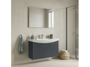 Set mobile lavabo con specchio (2 pezzi) "Purus 100" - 100 x 50 x 58 cm - Antracite opaco 2