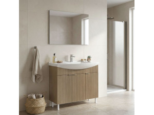 Set mobile lavabo con specchio (2 pezzi) "Purus 100" - 100 x 50 x 83 cm - Rovere 2