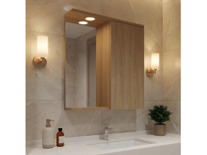 Mobile da bagno con specchio "Purus 65" - 63 x 18 x 68 cm - Rovere Sonomo 2