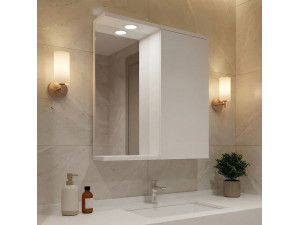 Mobile da bagno con specchio "Purus 65" - 63 x 18 x 68 cm - Bianco 2