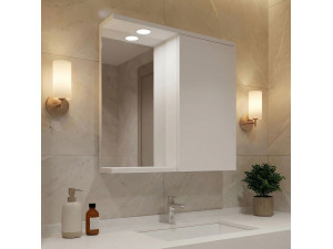 Mobile da bagno con specchio "Purus 80" - 75 x 18 x 68 cm - Bianco 2