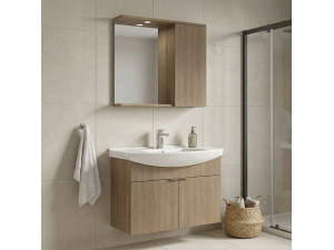 Set mobile lavabo con specchio (2 pezzi) "Purus 80" - 80 x 50 x 58 cm - Rovere 2