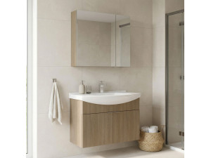 Set mobile lavabo con specchio (2 pezzi) "Purus 80" - 80 x 50 x 58 cm - Rovere 2