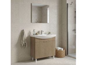 Set mobile lavabo con specchio (2 pezzi) "Purus 80" - 80 x 50 x 83 cm - Rovere 2
