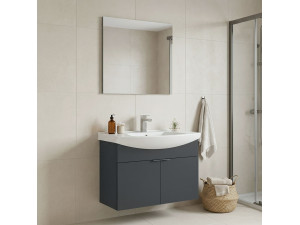 Set mobile lavabo con specchio (2 pezzi) "Purus 80" - 80 x 50 x 58 cm - Antracite opaco 2