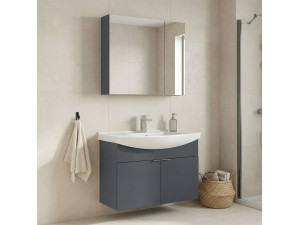 Set mobile lavabo con specchio (2 pezzi) "Purus 80" - 80 x 50 x 58 cm - Antracite opaco 2