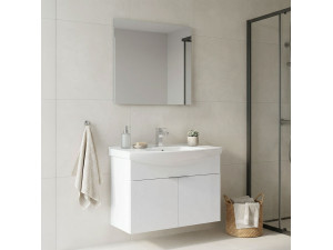 Set mobile lavabo con specchio (2 pezzi) "Purus 80" - 80 x 50 x 58 cm - Bianco 2