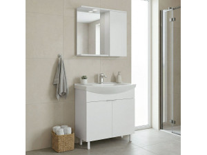 Set mobile lavabo con specchio (2 pezzi) "Purus 80" - 80 x 50 x 83 cm - Bianco 2