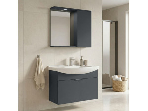 Set mobile lavabo con specchio (2 pezzi) "Purus 80" - 80 x 50 x 58 cm - Antracite opaco 2