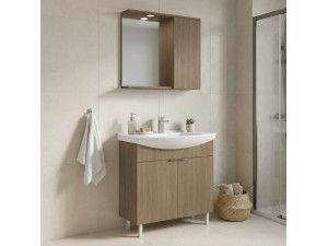 Set mobile lavabo con specchio (2 pezzi) "Purus 80" - 80 x 50 x 83 cm - Rovere 2