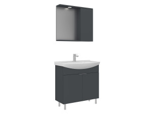 Set mobile lavabo con specchio (2 pezzi) "Purus 80" - 80 x 50 x 83 cm - Antracite opaco